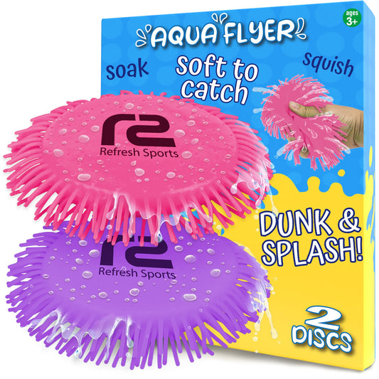 Beach Games Flying Disc Pool Toy: 2 Pack Water Discs for Kids - Soaks The Target On Impact - Best Outdoor Swimming Pool Toys for Kids - Fun Beach Games & Soft Toy Water Toys Ages 4-8 8-12