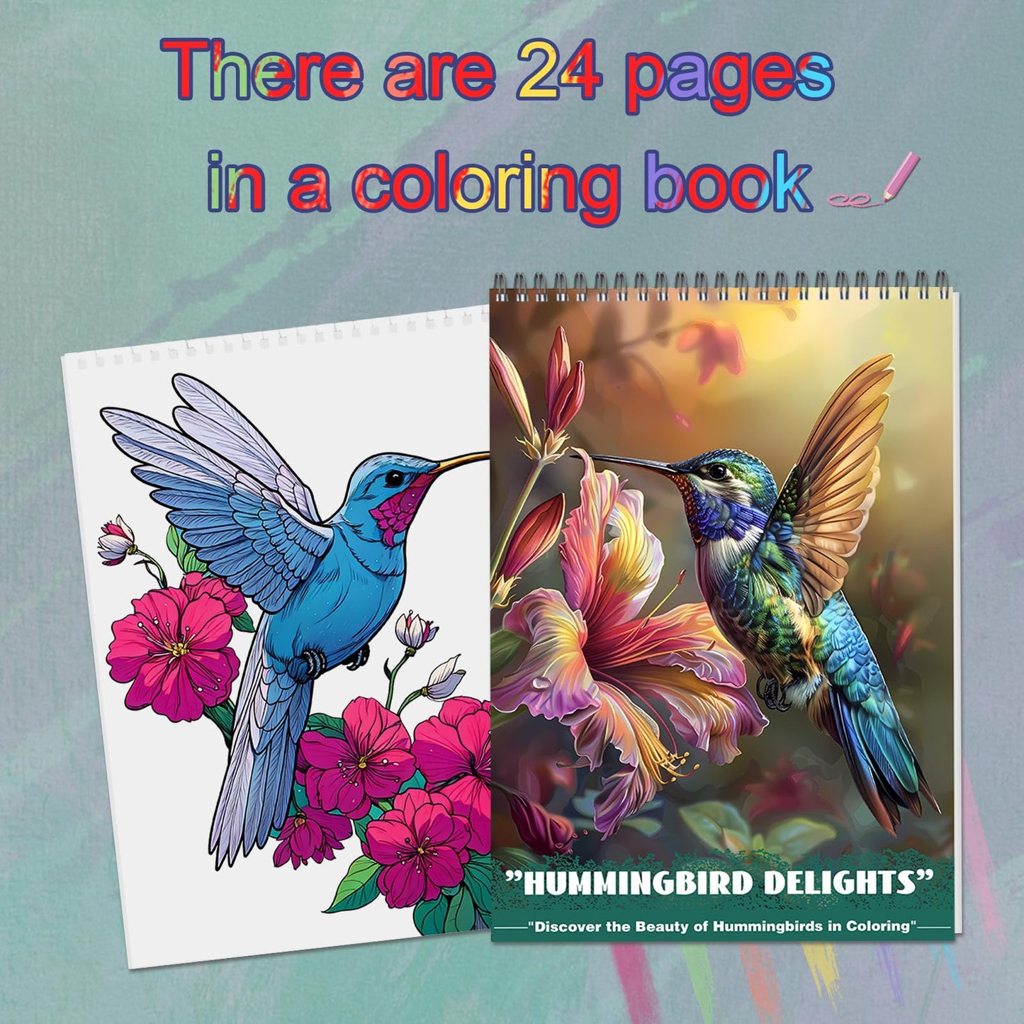 CKMOREL Humming Bird Adult Coloring Book Spiral Bound Mindfulness Adult Coloring Book for Women Relaxation Spiral Bound Lay Flat, Single-Sided Print with 24 Pages, Anxiety Relief Gifts Relaxation