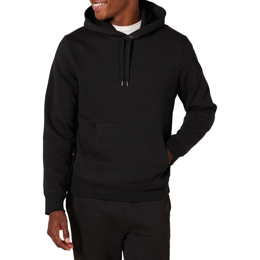 Amazon Essentials Men's Pullover Sweatshirt Hoodie, Big & Tall Options Available, Black Heather, X-Small