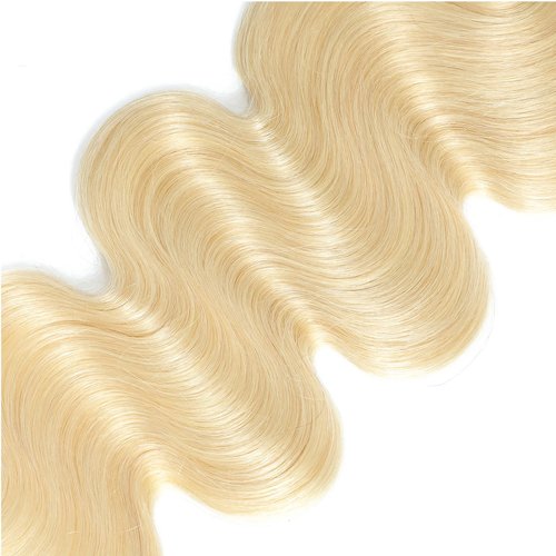 613 Bundles with Closure Blonde Human Hair Bundles with Closure （18 20 22+16）- 12A 100% Brazilian Virgin Hair Bundles with 4x4 Transparent Lace Closure, Body Wave Bundles with Closure