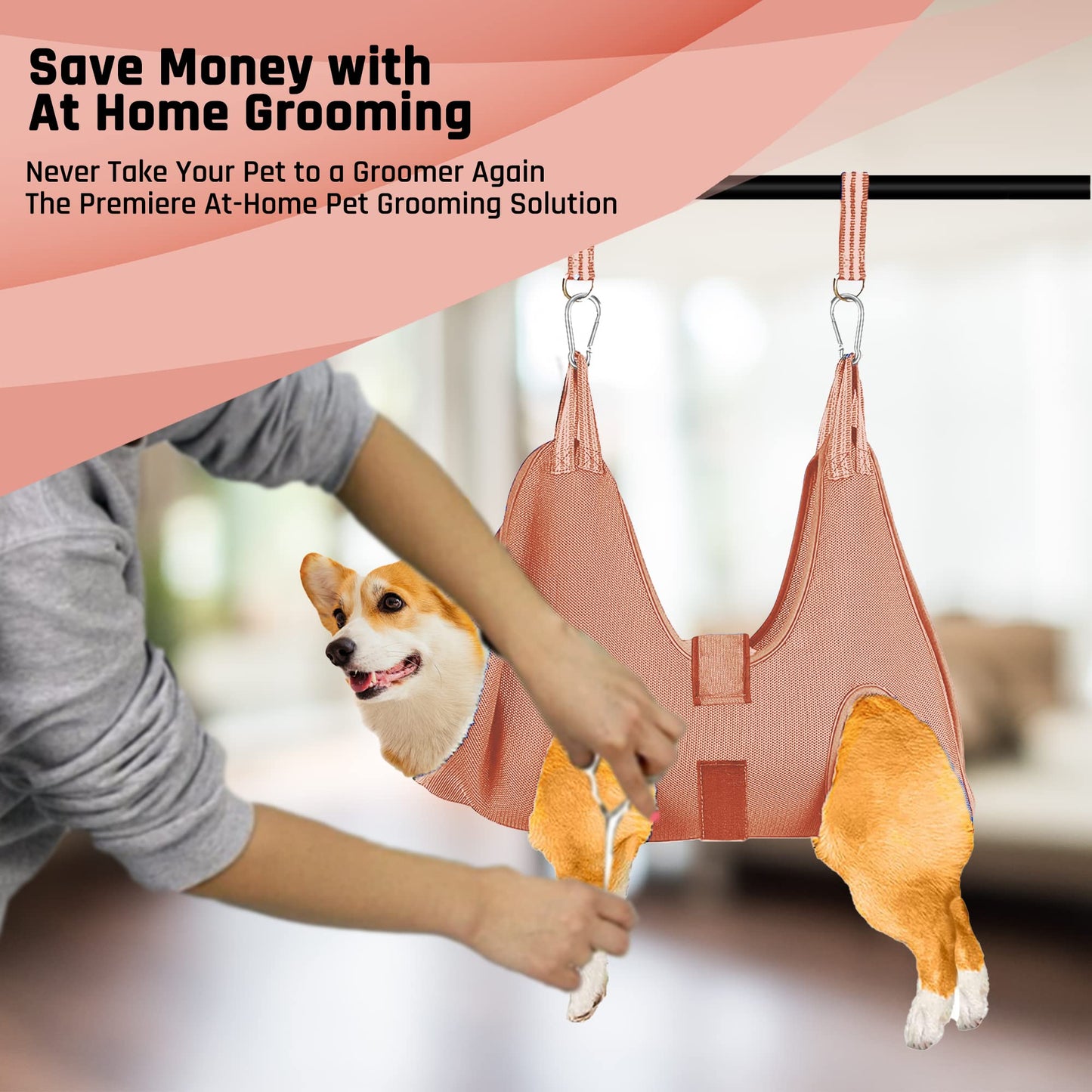 Potens' Pet Dog Grooming Hammock with Security Strap - Grooming Hammock for Small Dogs - Dog Holder for Nail Trimming - Dog Hanging Harness for Nail Trimming (Small)