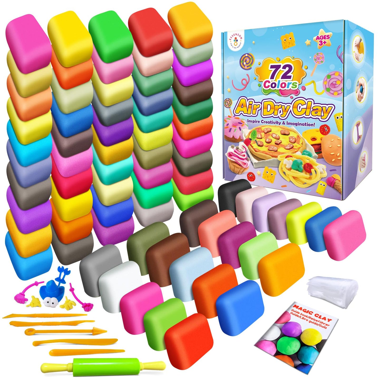 Magic Clay - Air Dry Clay 60 Colors, Modeling Clay for Kids with Tools, Soft & Ultra Light, Toys Gifts for Age 3 4 5 6 7 8+ Years Old Boys Girls Kids