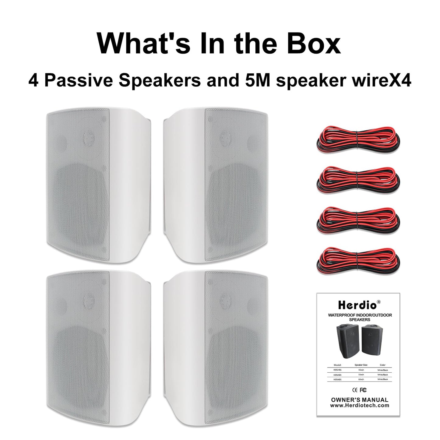 STUDIOFINIX 5.25 Inch 600W Passive Wall Mount Speakers Weather Resistant Indoor Outdoor Speakers for Patio Garage Home,2 Pairs (White)