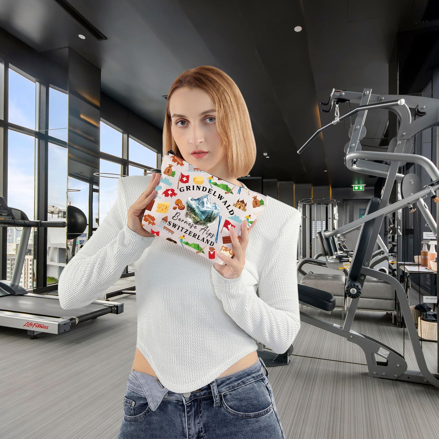 Zuo Bao Switzerland Cosmetic Bag Travel To Switzerland Gift Swiss Flags Suisse Vacation Toiletry Bag Swiss Alps Makeup Bag Travel In Europe Gift (GRINDELWALD)