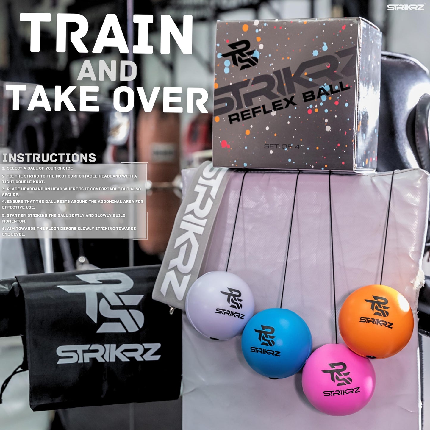 STRIKRZ Boxing Reflex Ball Boxing Training | Boxing Game | Punching Ball | Boxing Ball | Boxing Trainer | Boxing Speed Ball | Hand Eye Coordination Training | Punch Ball
