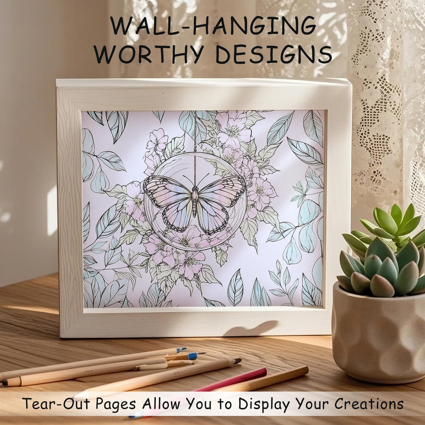 Women's Coloring Book 30 Pages Butterfly & Flower Pattern Coloring Books for Adults to Relax and Relieve Anxiety, Gift for Mother's Day, Birthdays, Christmas, Anniversaries