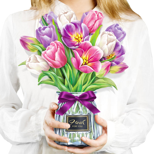 Airpark Pop Up Flower Card, 12 Inch Roses 3D Paper Flowers Bouquet, Popup Greeting Cards with Blank Note Card & Envelope, Birthday, Graduation Decorations, Get Well Soon,Anniversary, Wedding, Thank You Gifts for Women Mother