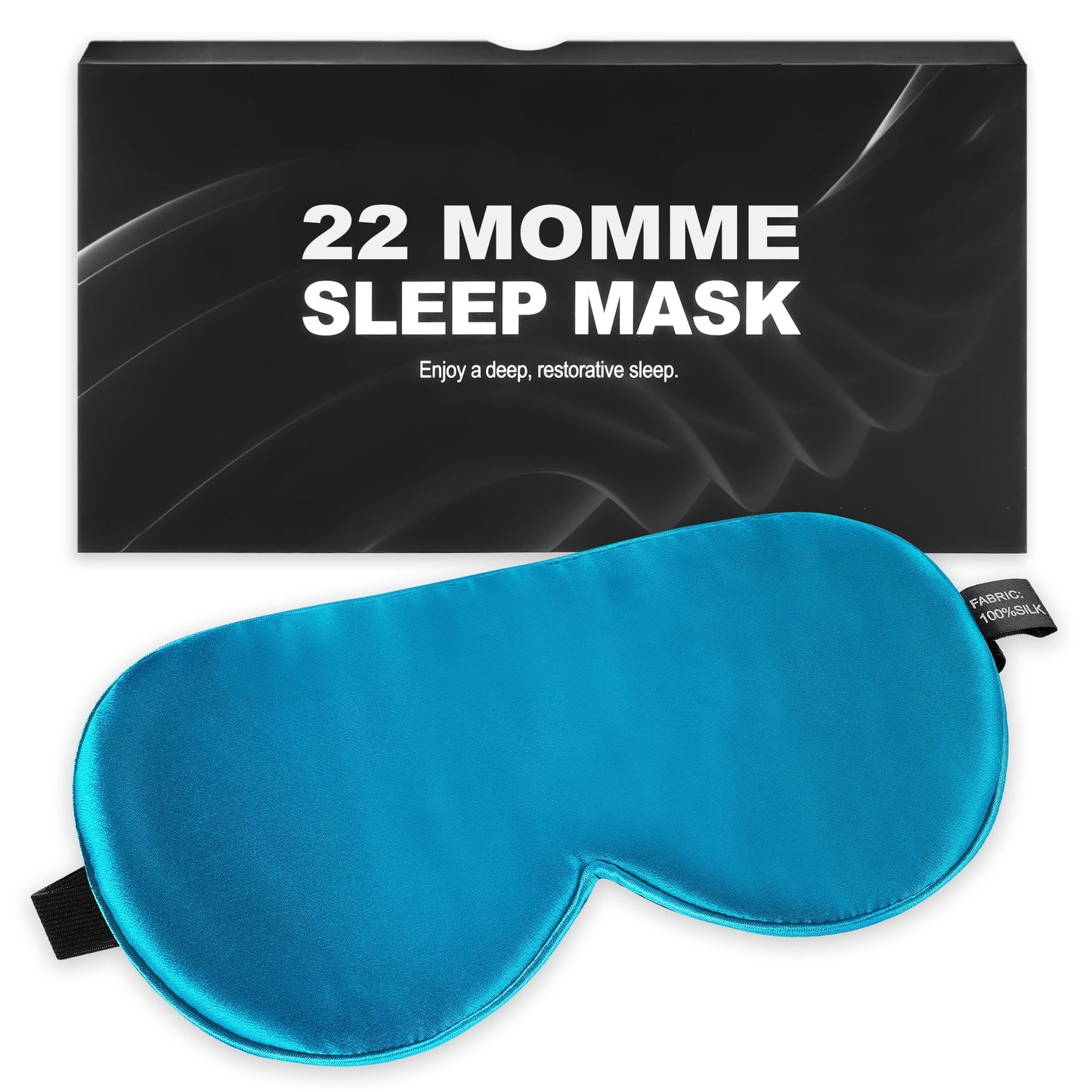 Silk Eye Mask with Adjustable Strap, Satin Blackout Sleeping Mask for Men&Women, Comfortable Blindfold Eyeshade for Night Sleep(Blue)