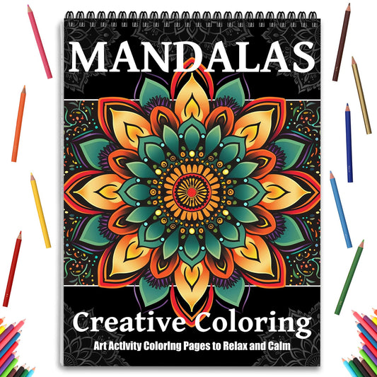Mandala Coloring Books for Adult Women Spiral Bound Page Printed Single-Sided Gifts Arts and Crafts for Women to Relax, Anxiety and Depression 24 Colorful Coloring Pages of Mandala Creative Coloring