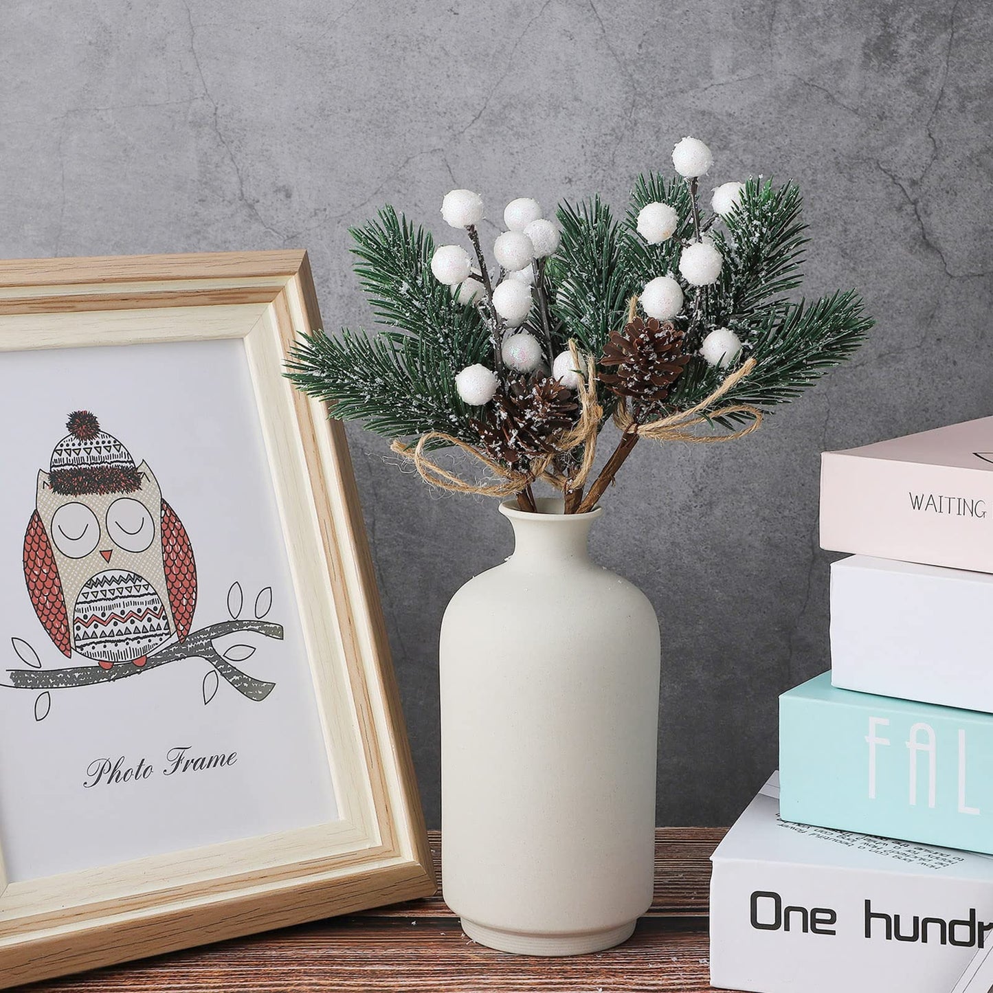 Artificial Red Berry Stems Pine Branches with Twine Bow,Christmas Pine Picks Fake Red Berry Wreath Picks, Christmas Trees Decoration Bouquets Garland Wreath Arrangements for Holiday Decor(10 Pack/red)