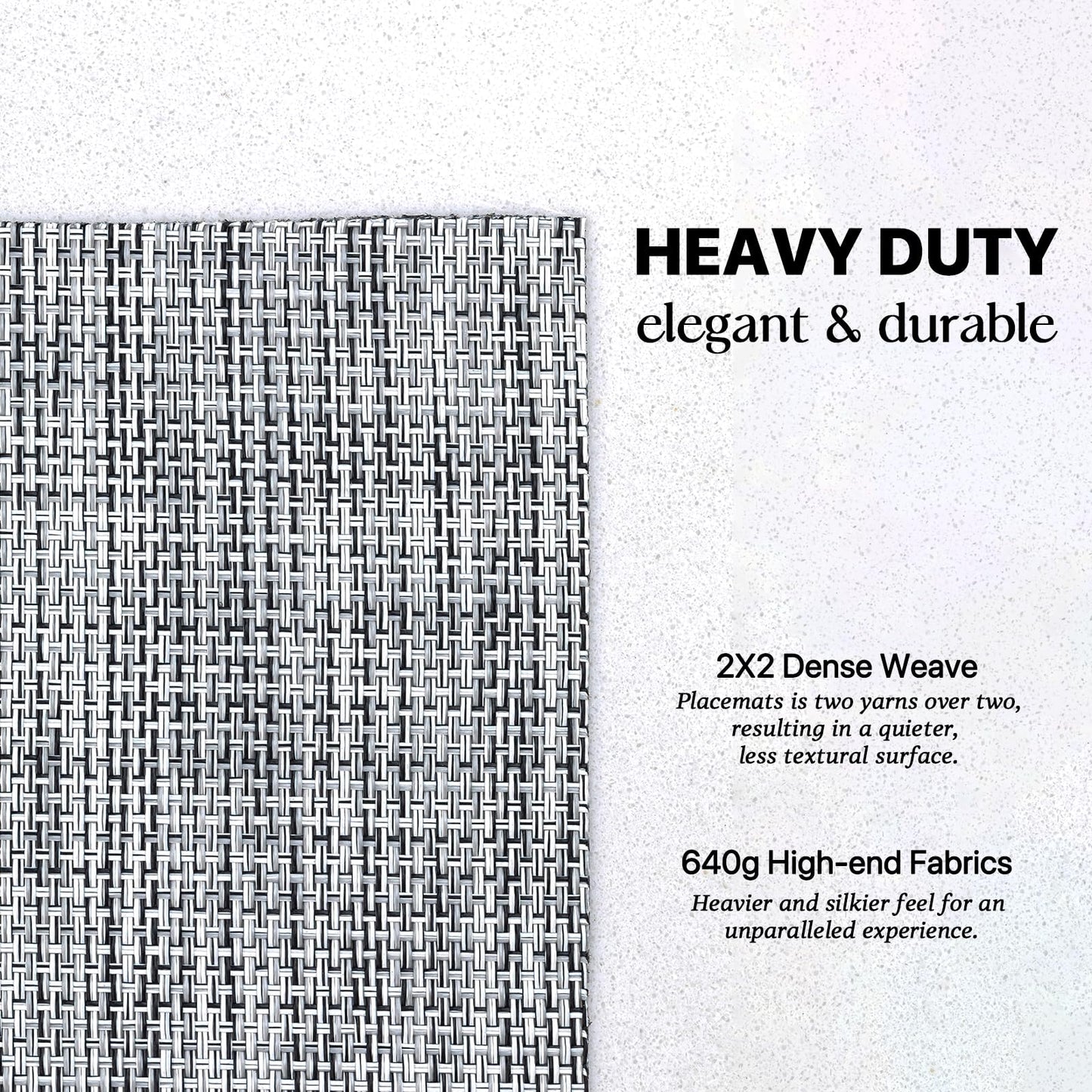 LEXMORE Placemats Set of 6 Vinyl/Plastic Woven Place Mats for Kitchen Table Indoor/Outdoor Washable Placemat Wipeable Dining Table Mats(Gray)