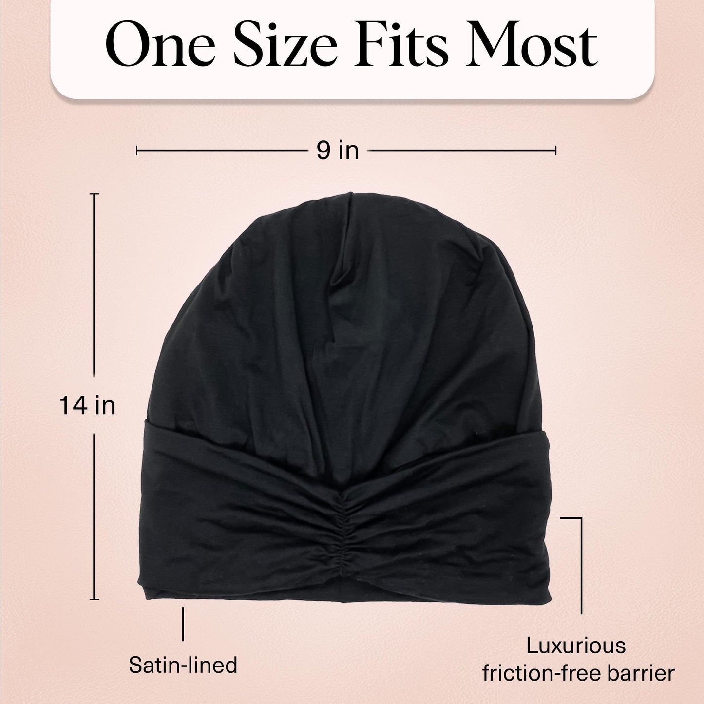 Kitsch Satin Lined Beanie - Softer than Silk Bonnet For Sleeping Women, Breathable Hair Cover for Sleeping, Slouchy Beanie, Bonnets for Women, Hair Wrap, Reduce Breakage for Freez-free Hairs - Black