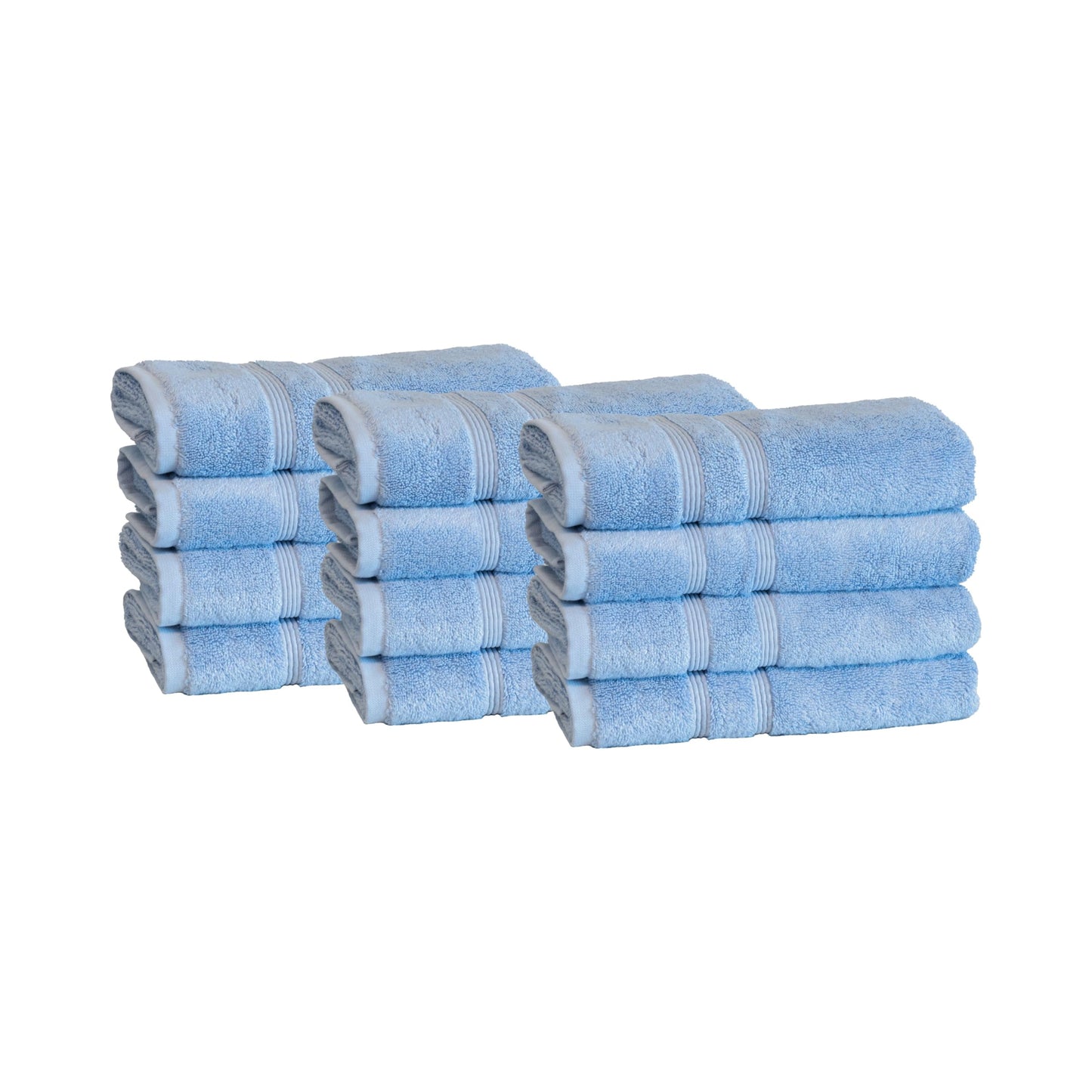 Mosobam Luxury Turkish Set of 12 Hand Towels 16X30 Allure Blue 700 GSM Bamboo Viscose & Aegean Turkish Combed Cotton