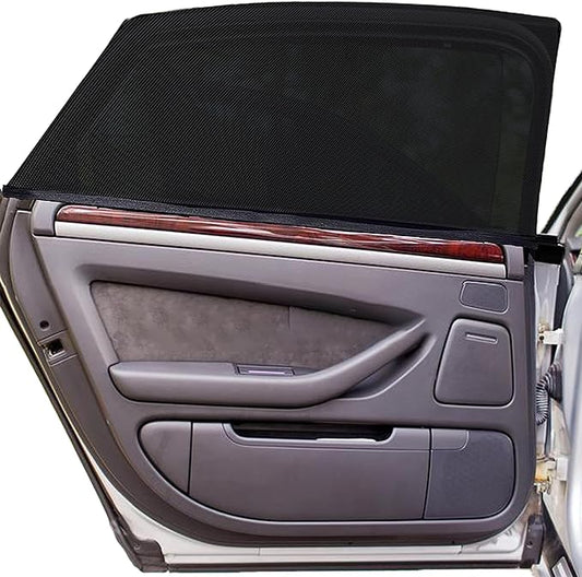 EcoNour Car Window Shades for Baby (Pack of 2) | Sun Shade for Car Heat and UV Protection | Adjustable Elastic Fabric Side Window Shade for Baby | Rear Side Window Sunshade (Large 38"x21")