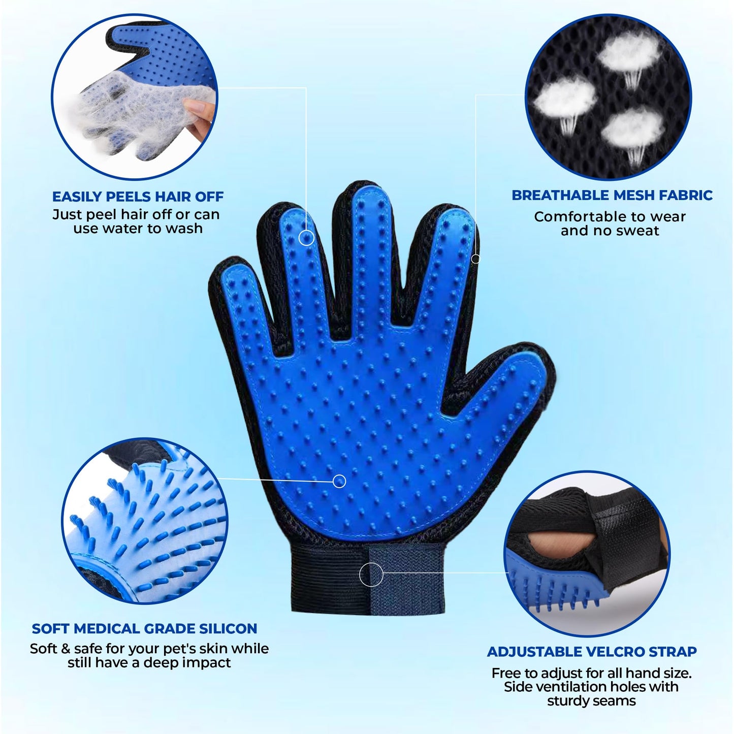 1TO3GO Pet Grooming Set with Dog Washing Gloves for Bathing, Dog Bath Brush and Silicone Dog Toothbrush, Pet Grooming Gloves for Dogs, Cats and Horses with 185 Silicone Tips