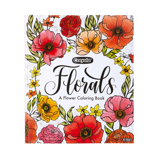 Crayola Floral Adult Coloring Book (40pgs), Flower Adult Coloring Pages, Stress Relief Activity, Mindfulness Gift for Teens & Adults, 9+