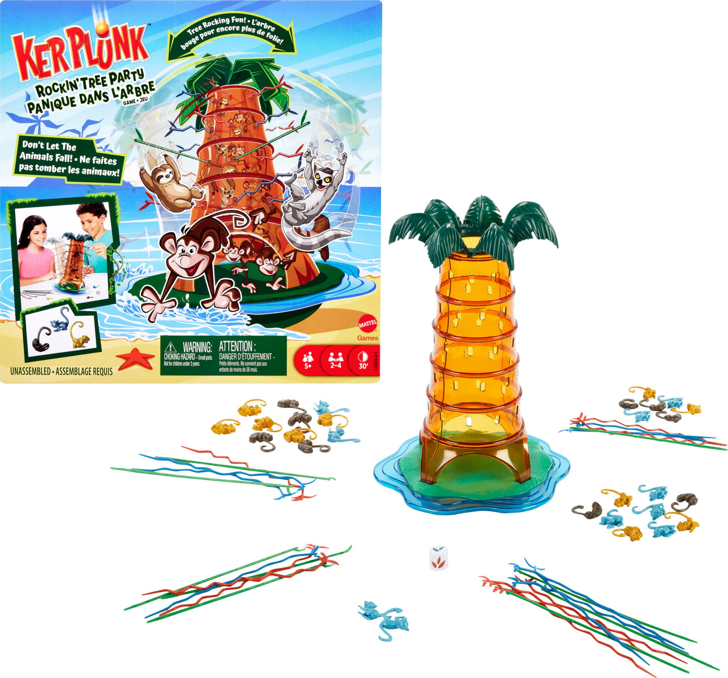 Mattel KerPlunk Kids Game, Easy-to-Learn Family Game for 2 to 4 Players, Don't Let The Marbles Fall