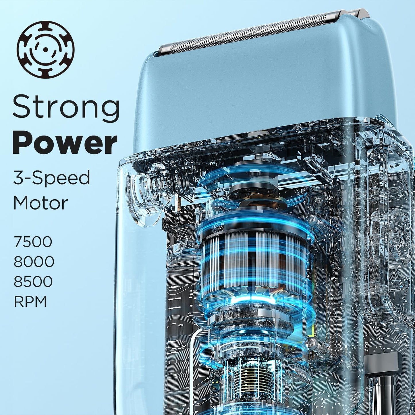 Electric Razor Electric Shaver for Men,Upgraded Foil Shaver with 3 Speeds, Double Floating Blade IPX7 Waterproof Wet/Dry LED Display USB Type C Rechargeable