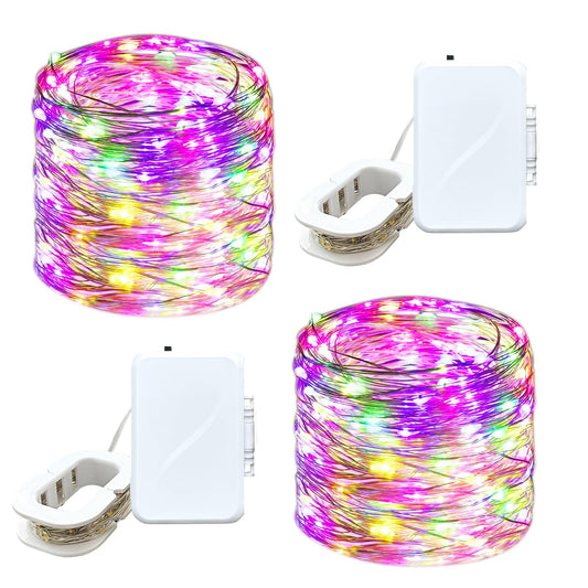 pozzolanas 2 Pack 16FT 50 LEDs Copper Wire Starry Fairy Lights, Led Fairy Lights Battery Operated for Christmas, Parties, Wedding, Centerpiece, Bedroom Decoration - Multi-Colored