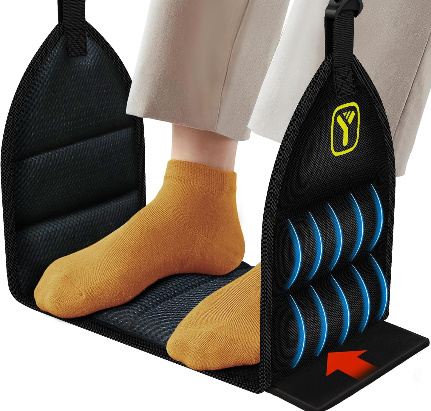 2-Pack Airplane Hammock (Memory Foam) Foot Rest for Plane Travel Long Flight Essentials Airplane Foot Hammock to Relax Your Feet