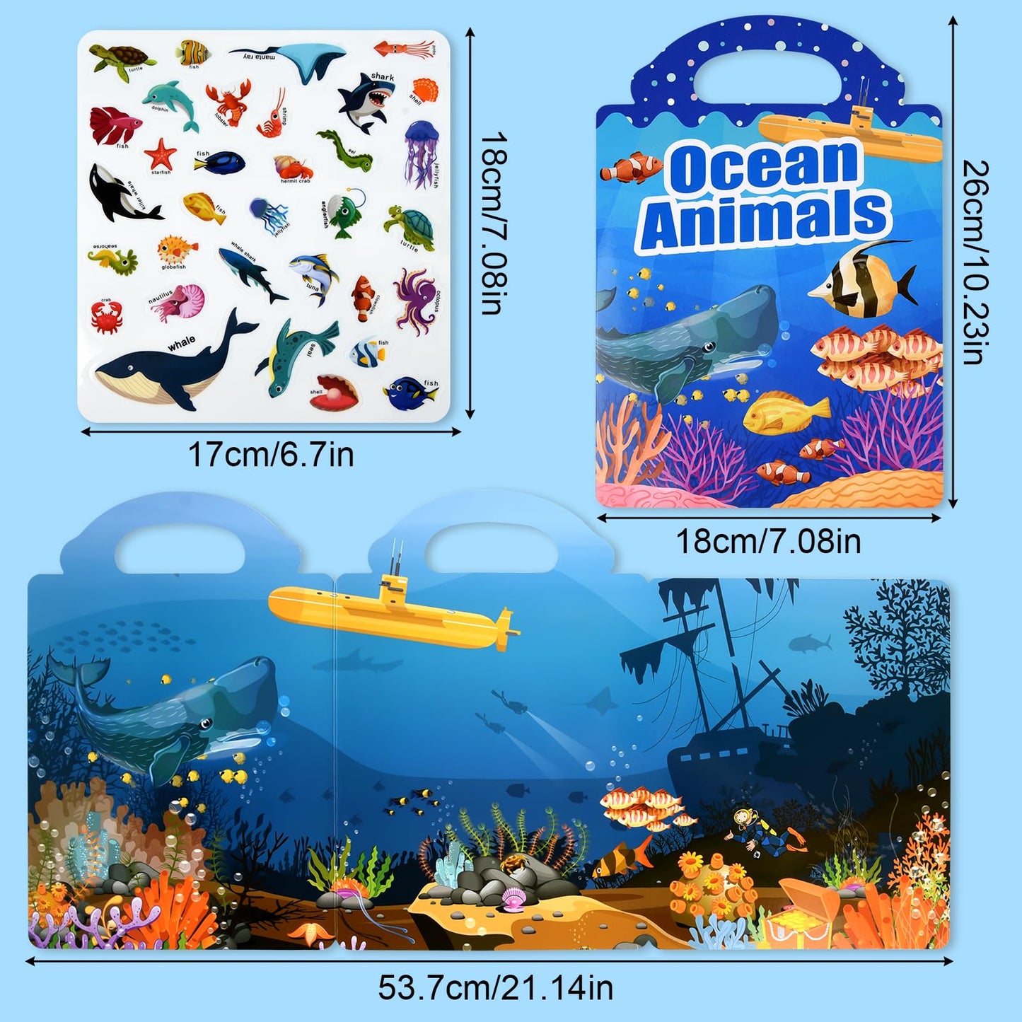 ASTARON 6 Pack Reusable Puffy Sticker Books for Kids 3-6, Jelly Sticker Game Educational Sensory Learning Toy, Portable Travel Toys and Busy Book for Toddlers