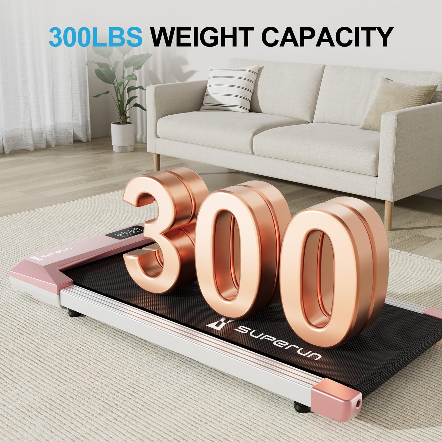 SupeRun Walking Pad, Under Desk Treadmill, 3 in 1 Portable Treadmill with Remote Control LED Display, 2.2 HP Quiet Walking Jogging Machine for Office Home Use, 300 Lbs Capacity