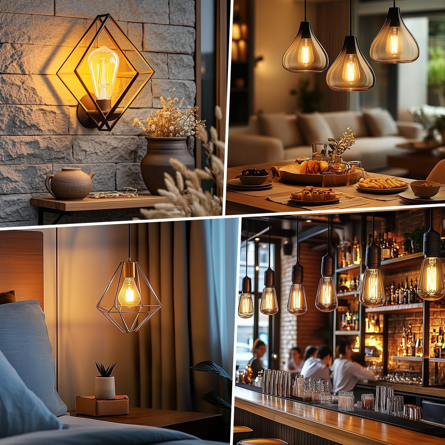 Brightown 6 Pack LED Edison Light Bulbs, 6W, Equivalent 60W, High Bright 2700K Warm White,750 Lumens, Non-Dimmable, E26 Base ST58 Antique Filament Bulbs with 80+ CRI for Ceiling Fan Bathroom Porch