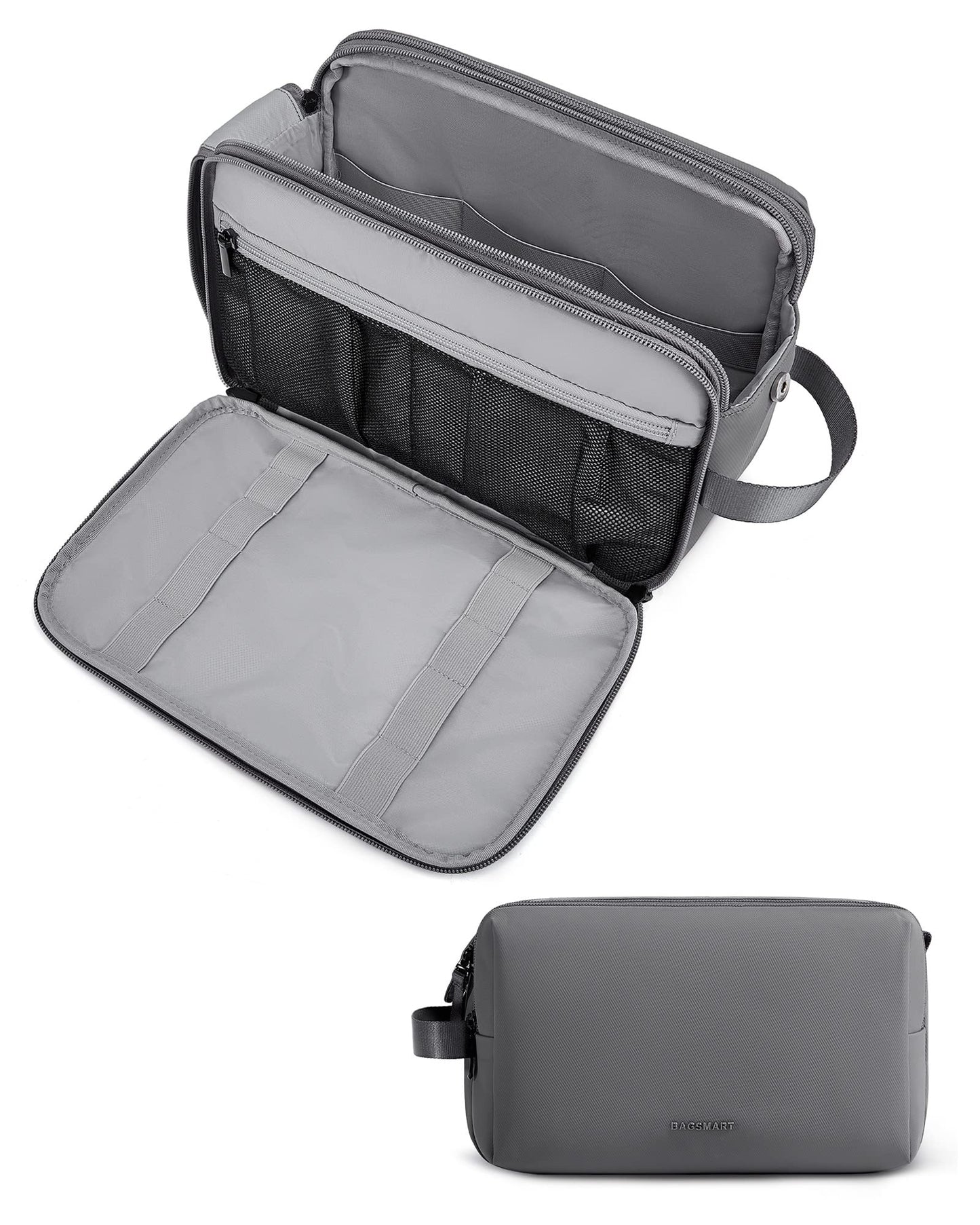 BAGSMART Toiletry Bag for Men, Travel Toiletry Organizer Dopp Kit Water-resistant Shaving Bag for Toiletries Accessories, Door Room Essentials, Black-medium