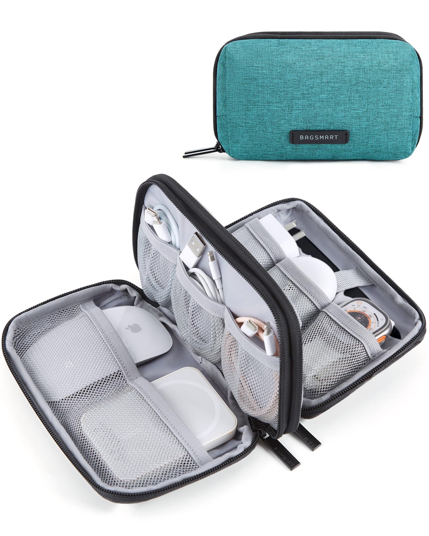 BAGSMART Electronics Organizer Travel Case, Cable Charger Cord Tech Organizer Pouch for Phone Charger Accessories, Black