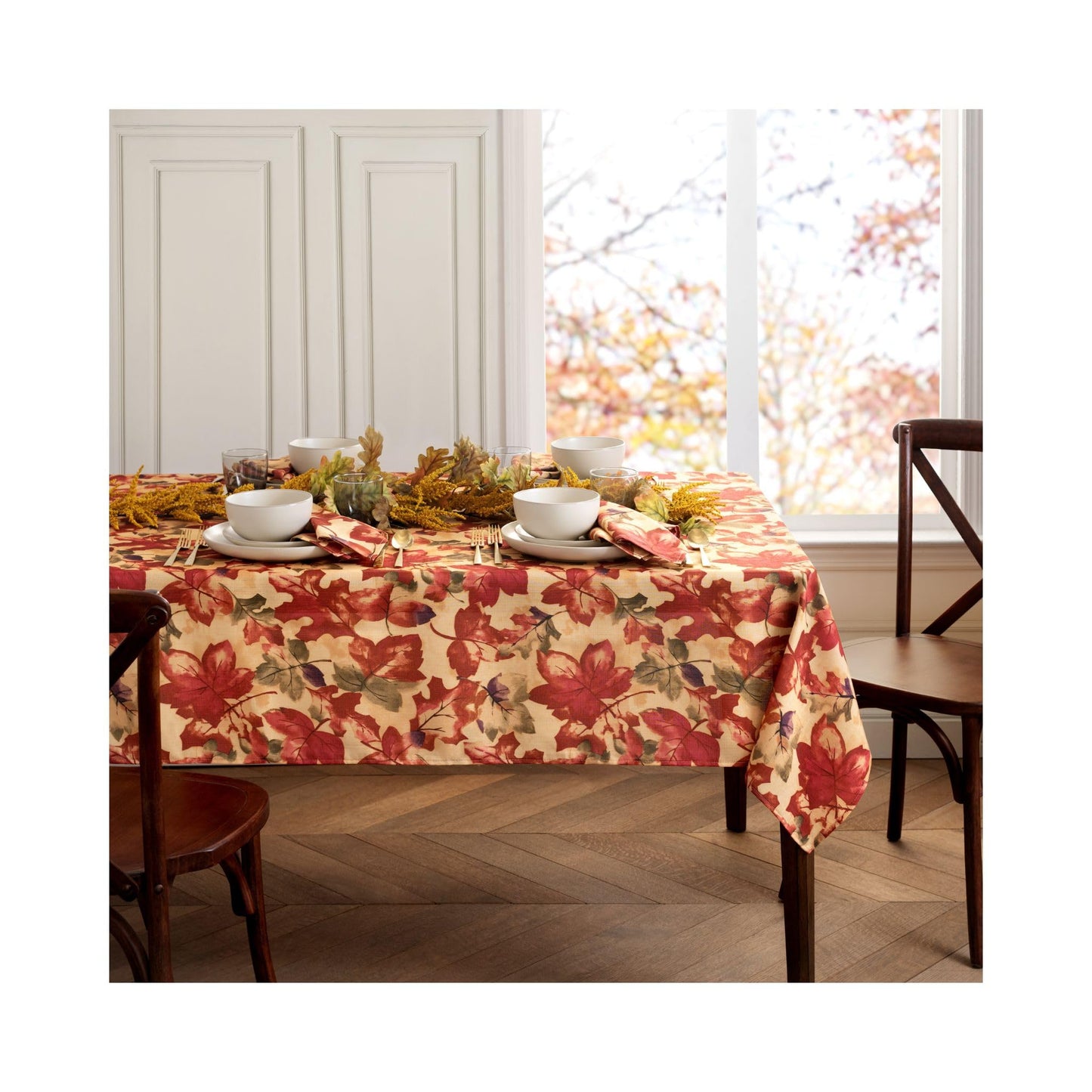 Elrene Home Fashions Harvest-Festival Fall Printed Tablecloth, 52" x 52", Square