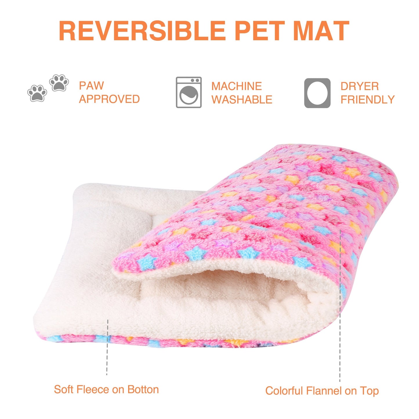 Mora Pets Dog Bed Crate Pad Ultra Soft Pet Bed with Cute Star Print Washable Crate Mat for Large Medium Small Dogs Reversible Fleece Dog Crate Kennel Mat Cat Bed Liner 21 x 12 inch Pink