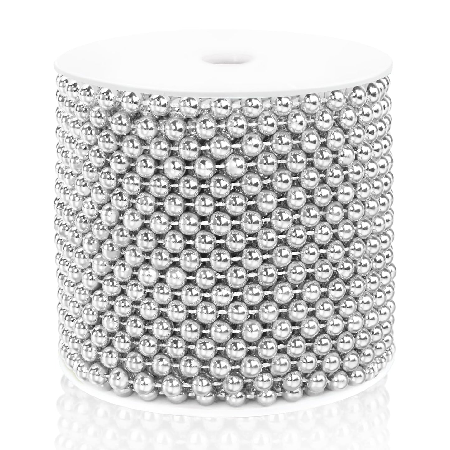 Craft String Pearls 10MM Round White Faux Pearl Garland, 33Feet Ivory Wedding Party Decoration, Christmas Tree Decorations