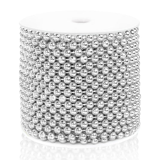 Craft String Pearls 10MM Round White Faux Pearl Garland, 33Feet Ivory Wedding Party Decoration, Christmas Tree Decorations