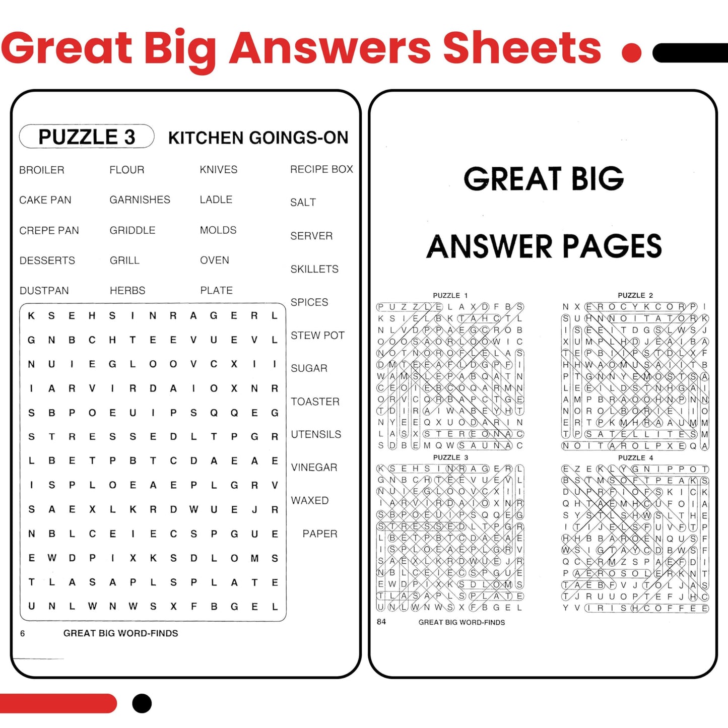 KAPPA Super Saver LARGE PRINT Word Search Puzzle Pack - (Pack of 6) Full Size Books