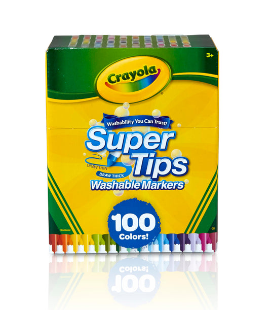 Crayola Super Tips Marker Set for Kids (100ct), Broad Tip & Fine Point Washable Art Markers for Kids, Bulk School Supplies, Teacher Classroom Must Haves, Drawing Supplies