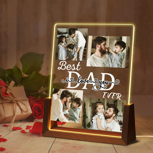 Mother's Day Birthday Gifts for Mom, Customized Birth Month Flower Mothers Garden with Acrylic LED Night Light, Custom Walnut Picture Frame for Mom Wife Mother's Day Birthday Gifts from Daughter