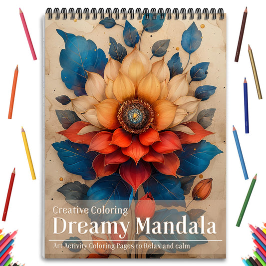 Mandala and Nature Coloring Books for Adult Women Relaxation Spiral Bound Page Printed Single-Sided Gifts Arts and Crafts for Women to Relax, Anxiety and Depression 24 Colorful Coloring Pages