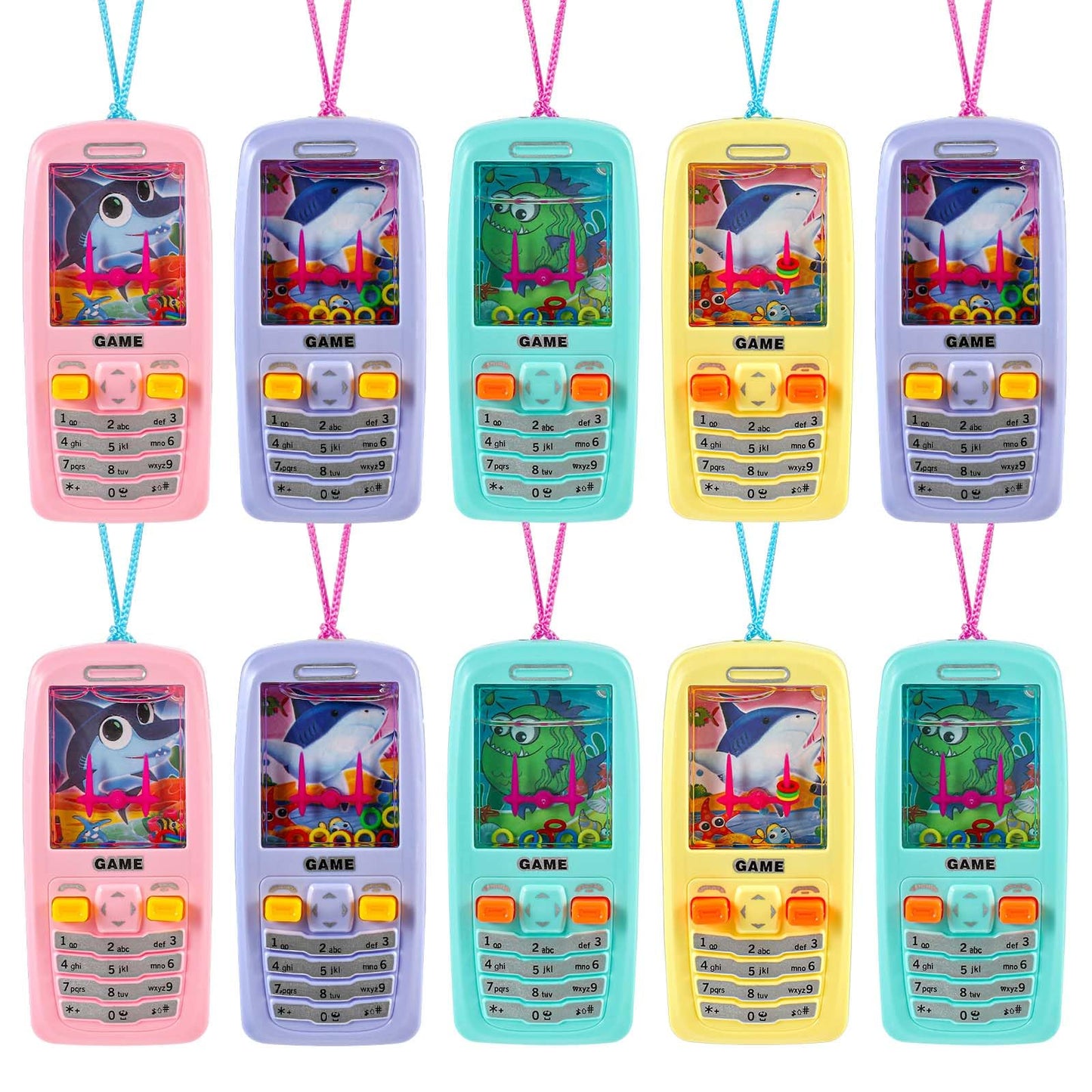 10 Pieces Handheld Water Ring Games Kids Party Favors Cellphone Water Ring Toss Game Goodie Bags Stuffers Party Favors for Kids Teenager Birthday Contest Prize(Classic)