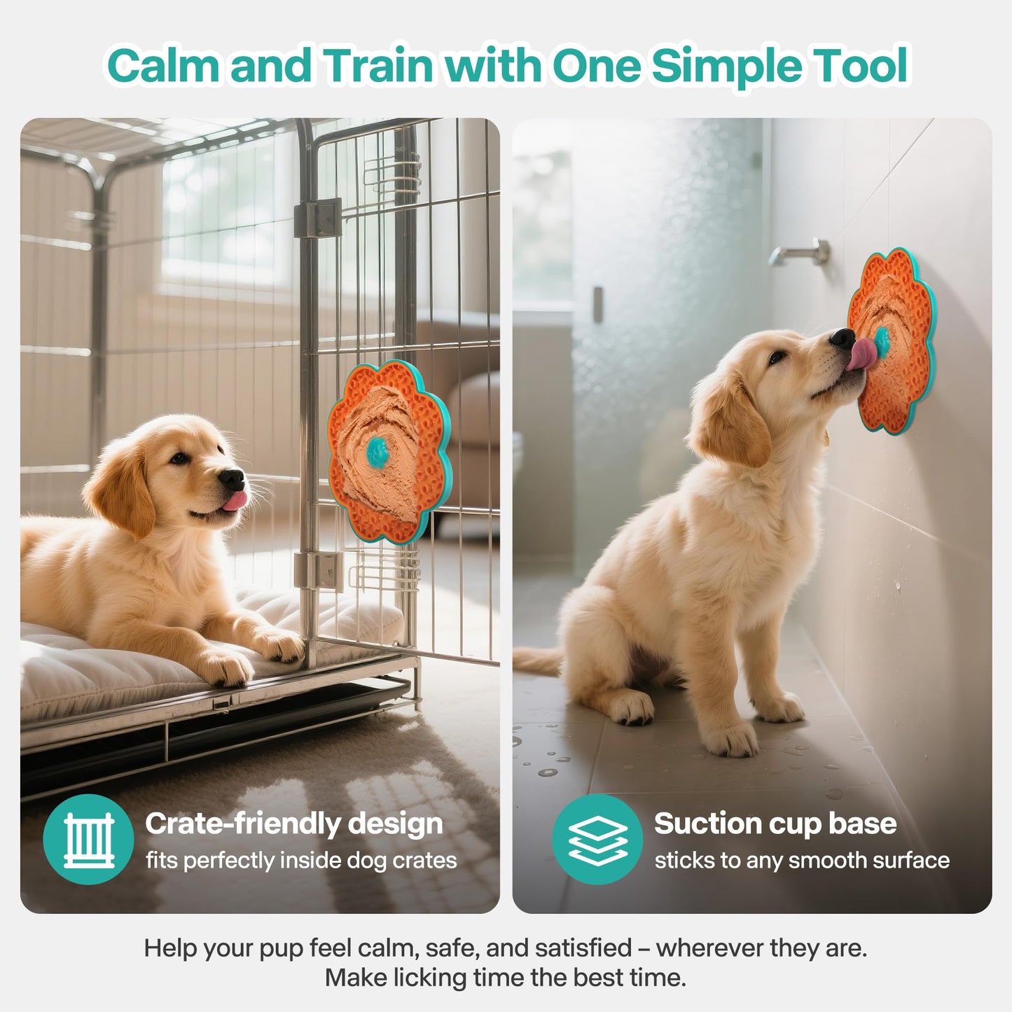 2 in 1 Lick Mat for Crate Training, Dog Slow Feeder Anxiety Relief Enrichment Pad with Suction Cups, Dishwasher Safe, BPA-Free Silicone for Small & Medium Dogs, 1 Pack