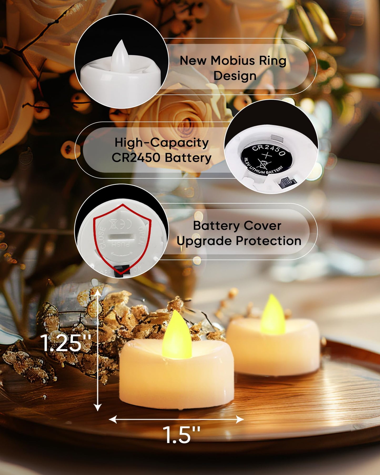 merrynights Remote Candles, 12PCS Flameless Tea Lights Candle Battery Operated with Timer, 400+Hours Remote Control LED Tea Lights Votive Candle for Holiday Table Centerpieces Decor