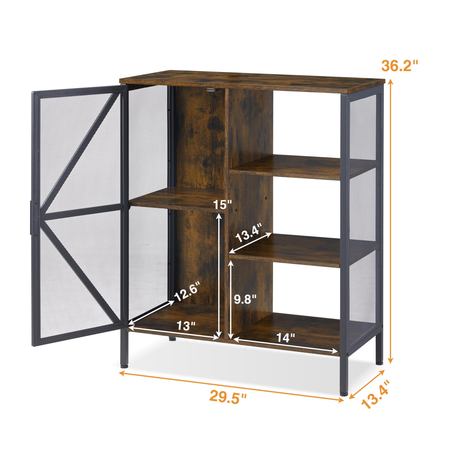 Alaxgumrol Bar Cabinet for Home Kitchen, Small Liquor Cabinet with Shelves & Doors, Farmhouse Buffet Sideboard Accent Coffee Cabinet for Dining Room, Living Room, Hallway Rustic Brown