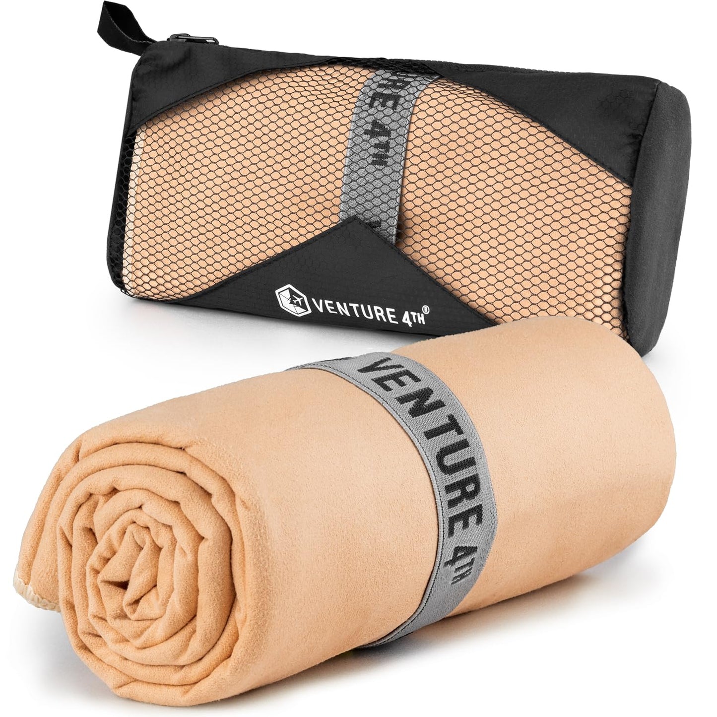 VENTURE 4TH Quick Dry Towel. Microfiber Travel Towel Ideal for Camping, Hiking, Backpacking, Gym. Lightweight & Fast Drying Travel Towels for Body. Compact & Easy to Pack - Black Medium
