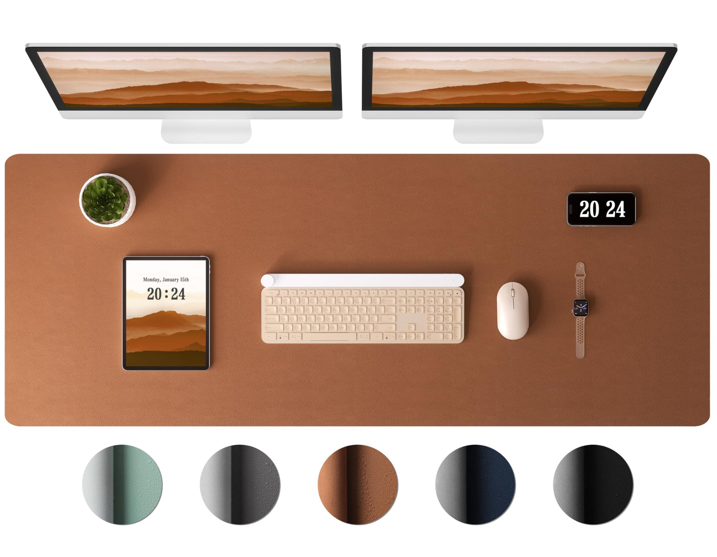 Aothia Leather Desk Pad Protector - Large Mouse Pad, Office Desk Mat, Non-Slip PU Leather Desk Blotter, Laptop Desk Pad, Waterproof Desk Writing Pad for Office and Home (Black, 38" x 13.7")