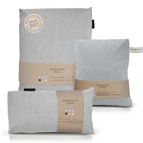 BADESOFA® Luxury Bath-Tub Pillow Set | 3-Piece Bath Pillow Set with Premium Materials & CleanDry+ | Bath Pillows for Head, Neck, & Full Body Comfort | Spa Pillow for Bath- or Hot Tub in Grey