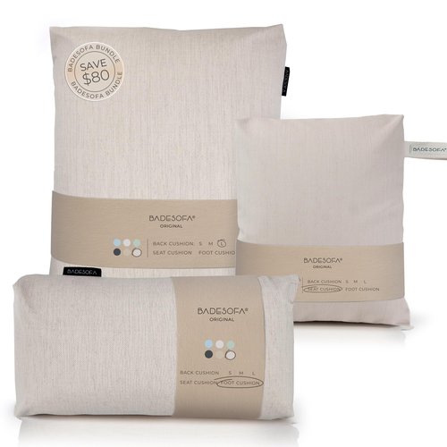 BADESOFA® Luxury Bath-Tub Pillow Set | 3-Piece Bath Pillow Set with Premium Materials & CleanDry+ | Bath Pillows for Head, Neck, & Full Body Comfort | Spa Pillow for Bath- or Hot Tub in Ivory Pearl