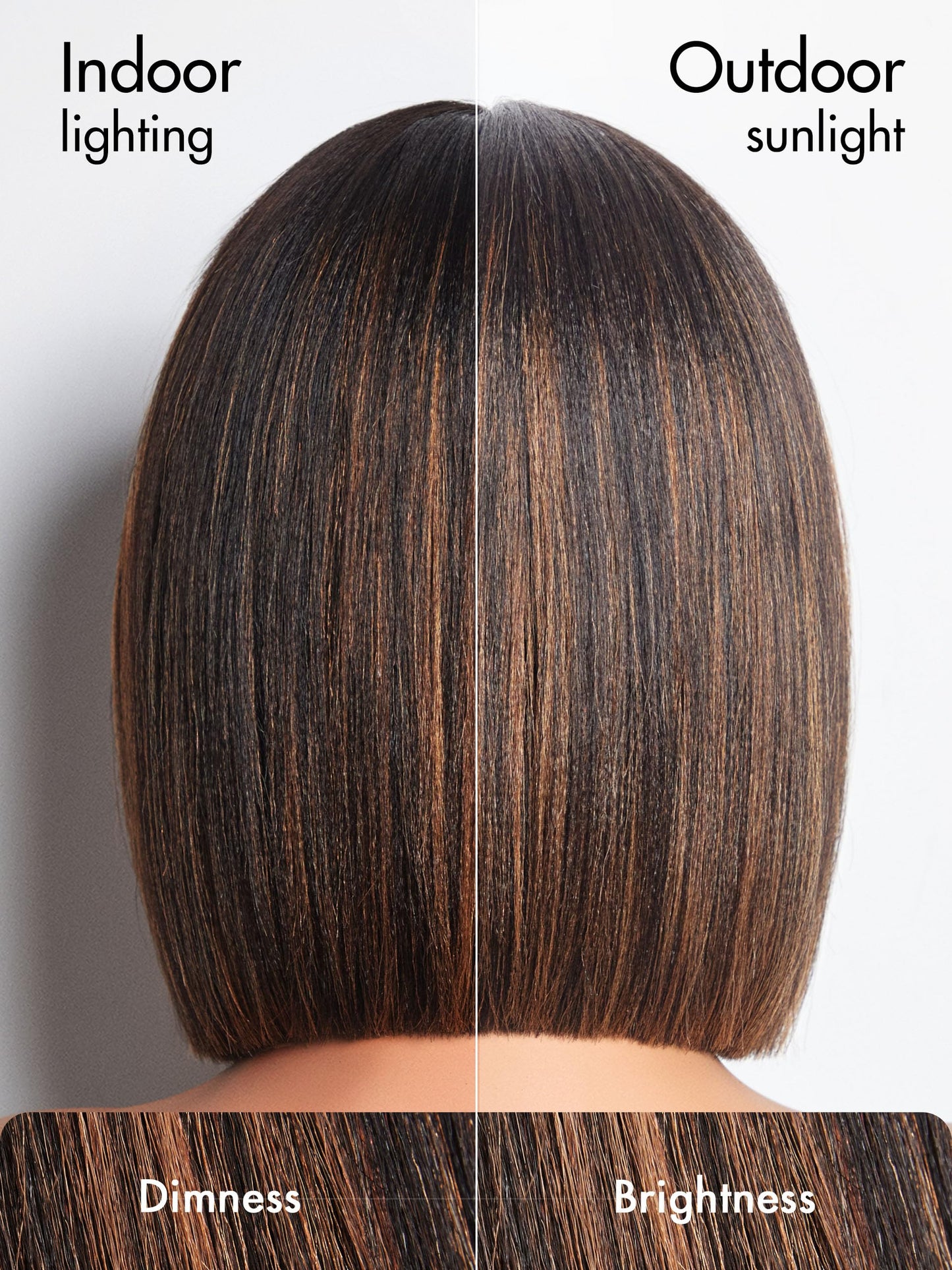 LUVME HAIR 10 Inch Yaki Straight Bob Wig with Bangs Human Hair Glueless HD Lace Bob Wig with Brown Highlights, Ready to Go Short Wigs For Women 180 Density (Breathable Cap)