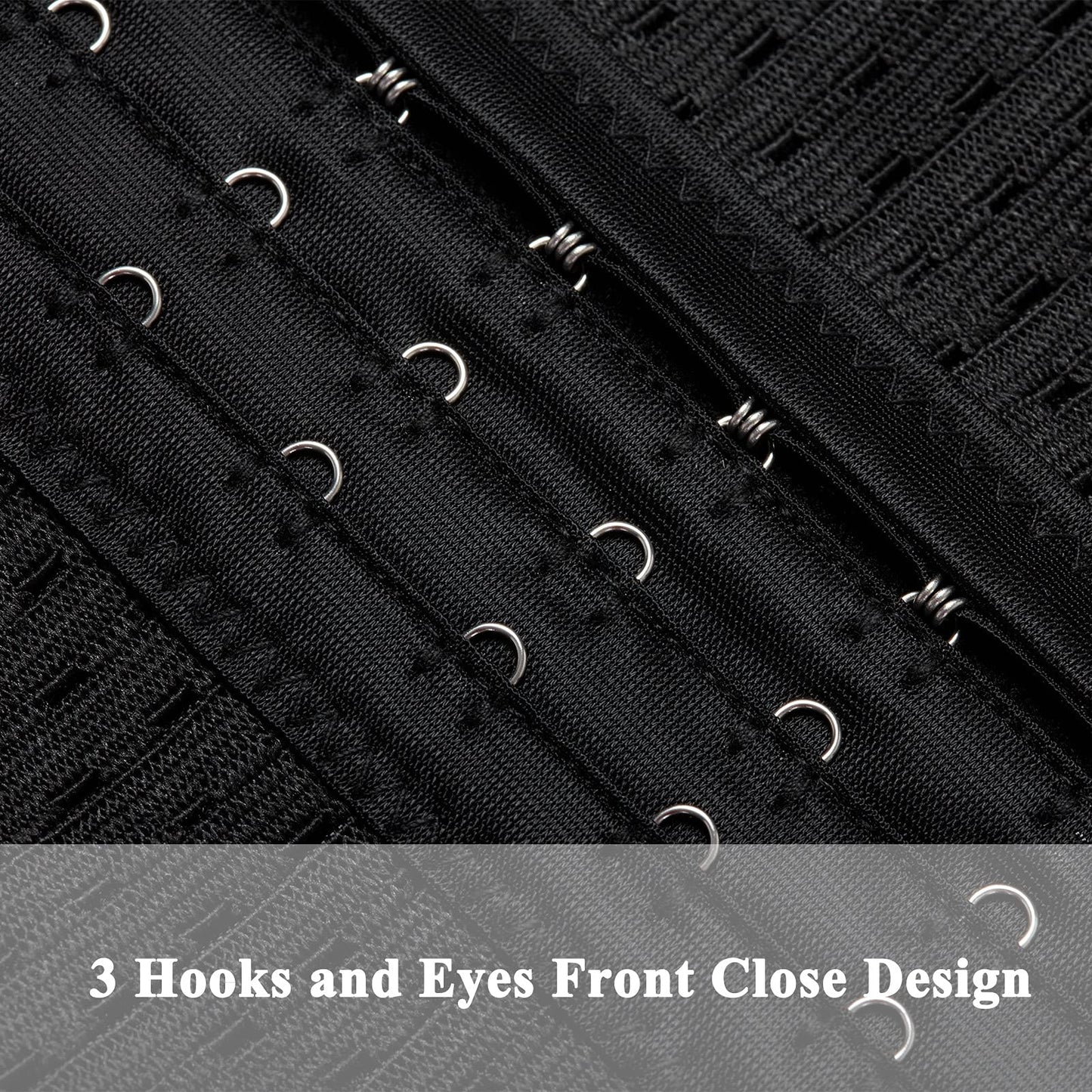 Youloveit Women's Waist Trainer Corset for Everyday Wear Steel Boned Tummy Control Body Shaper with Adjustable Hooks(Black,S)