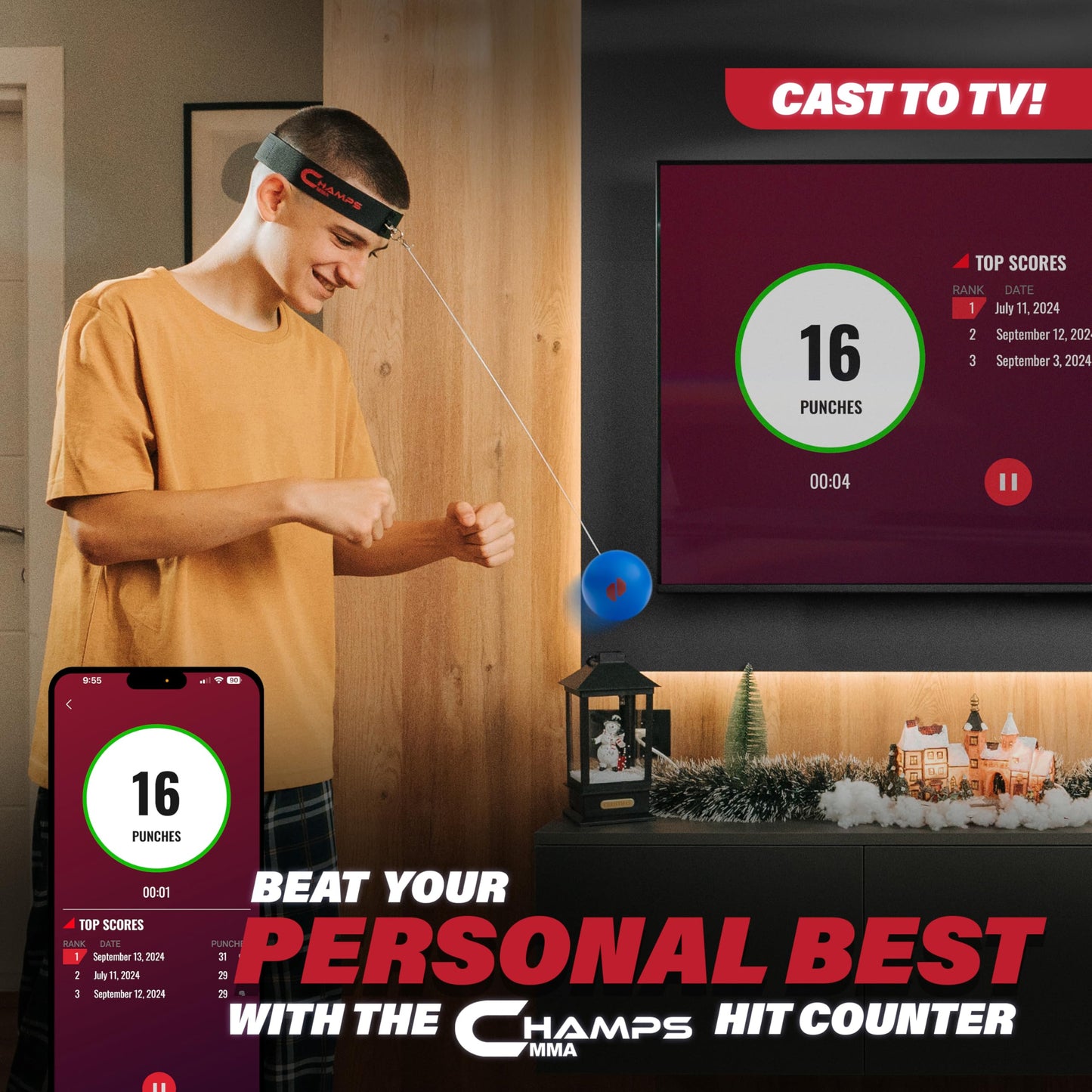 Boxing Reflex Balls for Kids with App– 3 Box Balls of Varying Sizes Adjustable Headband and Spare Strings to Improve Speed and Hand-Eye Coordination for Men, Boys and Teens - Boxing Equipment