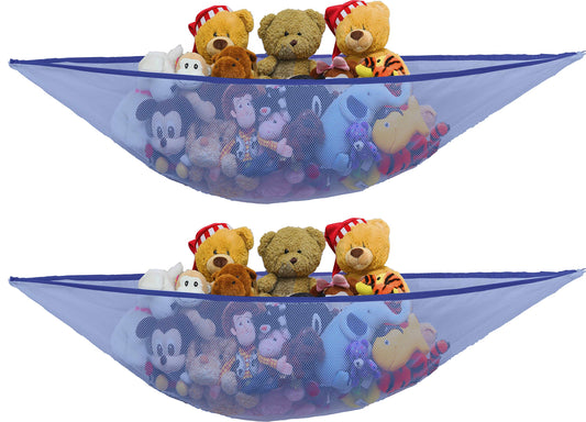 Simple Houseware 2 Pack Stuffed Animal Toy Hammock Net, Corner Wall Storage for Kids Room, White