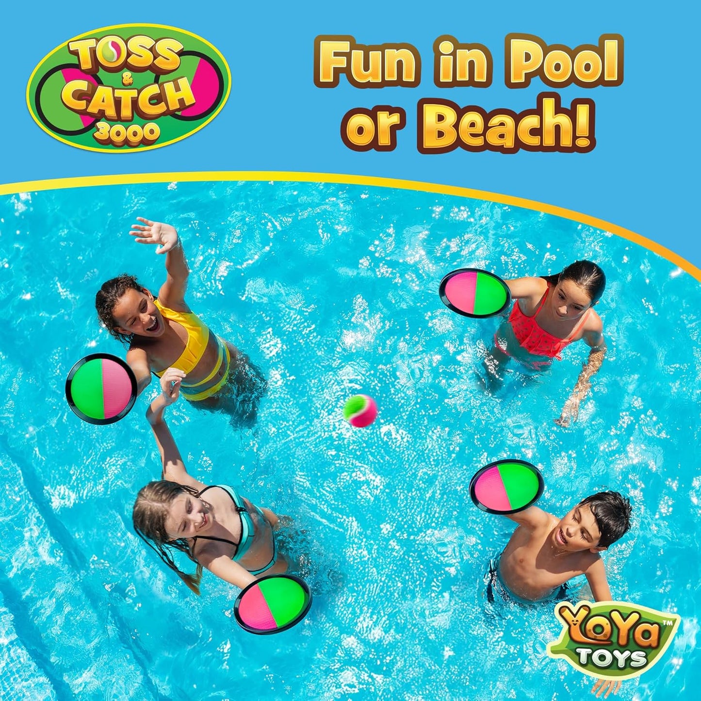 YoYa Toys Toss and Catch Ball Game Toy Set - 4 Paddles & 4 Sticky Balls - Fun Kids Outdoor Games Activity for Backyard, Beach, Park, Camping - Gift for Boys & Girls Ages 4 5 6 7 8 9 10 11 12 Year Old